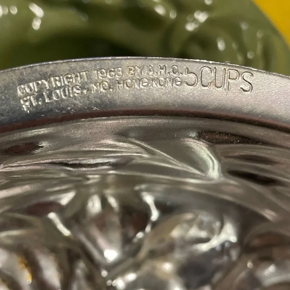 Rose Ring Jello® Mold AHC 1963 Ring of Roses Aluminum 9” Diam 5 Cup Green  Set 2